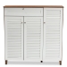 Baxton Studio Coolidge Modern and Contemporary Walnut Finished 11-Shelf Wood Shoe Storage Cabinet with Drawer - FP-05LV-Walnut/White