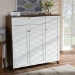 Baxton Studio Coolidge Modern and Contemporary Walnut Finished 11-Shelf Wood Shoe Storage Cabinet with Drawer - FP-05LV-Walnut/White