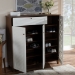 Baxton Studio Coolidge Modern and Contemporary Walnut Finished 11-Shelf Wood Shoe Storage Cabinet with Drawer - FP-05LV-Walnut/White