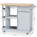 Baxton Studio Donnie Coastal and Farmhouse Two-Tone Light Grey and Natural Finished Wood Kitchen Storage Cart - RT672-OCC-Natural/Light Grey-Cart