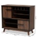 Baxton Studio Margo Mid-Century Modern Two-Tone Walnut Brown and Black Finished Wood Wine Storage Cabinet - RT676-OCC-Walnut/Black-Cabinet