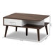 Baxton Studio Merlin Mid-Century Modern Two-Tone Walnut and White Finished 2-Drawer Wood Coffee Table - CT 1780-00-Columbia/White-CT