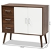 Baxton Studio Leena Mid-Century Modern Two-Tone White and Walnut Brown Finished Wood 3-Drawer Sideboard Buffet - CA 5790-00-Columbia/White-Sideboard