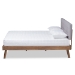 Baxton Studio Devan Mid-Century Modern Light Grey Fabric Upholstered Walnut Brown Finished Wood Queen Size Platform Bed - SW8168-Light Grey/Walnut-M17-Queen