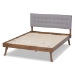 Baxton Studio Devan Mid-Century Modern Light Grey Fabric Upholstered Walnut Brown Finished Wood Queen Size Platform Bed - SW8168-Light Grey/Walnut-M17-Queen
