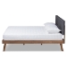 Baxton Studio Devan Mid-Century Modern Dark Grey Fabric Upholstered Walnut Brown Finished Wood King Size Platform Bed - SW8168-Dark Grey/Walnut-M17-King