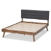 Baxton Studio Devan Mid-Century Modern Dark Grey Fabric Upholstered Walnut Brown Finished Wood King Size Platform Bed - SW8168-Dark Grey/Walnut-M17-King