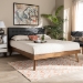 Baxton Studio Devan Mid-Century Modern Dark Grey Fabric Upholstered Walnut Brown Finished Wood King Size Platform Bed - SW8168-Dark Grey/Walnut-M17-King