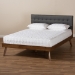Baxton Studio Devan Mid-Century Modern Dark Grey Fabric Upholstered Walnut Brown Finished Wood King Size Platform Bed - SW8168-Dark Grey/Walnut-M17-King