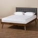Baxton Studio Devan Mid-Century Modern Dark Grey Fabric Upholstered Walnut Brown Finished Wood Full Size Platform Bed - SW8168-Dark Grey/Walnut-M17-Full