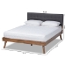 Baxton Studio Devan Mid-Century Modern Dark Grey Fabric Upholstered Walnut Brown Finished Wood King Size Platform Bed - SW8168-Dark Grey/Walnut-M17-King