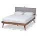 Baxton Studio Alke Mid-Century Modern Light Grey Fabric Upholstered Walnut Brown Finished Wood King Size Platform Bed - SW8180-Light Grey/Walnut-M17-King