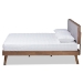 Baxton Studio Alke Mid-Century Modern Light Grey Fabric Upholstered Walnut Brown Finished Wood King Size Platform Bed - SW8180-Light Grey/Walnut-M17-King