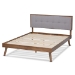 Baxton Studio Alke Mid-Century Modern Light Grey Fabric Upholstered Walnut Brown Finished Wood King Size Platform Bed - SW8180-Light Grey/Walnut-M17-King