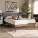 Baxton Studio Alke Mid-Century Modern Light Grey Fabric Upholstered Walnut Brown Finished Wood King Size Platform Bed - SW8180-Light Grey/Walnut-M17-King