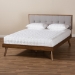 Baxton Studio Alke Mid-Century Modern Light Grey Fabric Upholstered Walnut Brown Finished Wood King Size Platform Bed - SW8180-Light Grey/Walnut-M17-King
