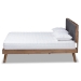 Baxton Studio Alke Mid-Century Modern Dark Grey Fabric Upholstered Walnut Brown Finished Wood King Size Platform Bed - SW8180-Dark Grey/Walnut-M17-King