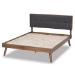 Baxton Studio Alke Mid-Century Modern Dark Grey Fabric Upholstered Walnut Brown Finished Wood King Size Platform Bed - SW8180-Dark Grey/Walnut-M17-King