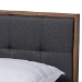 Baxton Studio Alke Mid-Century Modern Dark Grey Fabric Upholstered Walnut Brown Finished Wood King Size Platform Bed - SW8180-Dark Grey/Walnut-M17-King