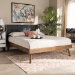 Baxton Studio Alke Mid-Century Modern Dark Grey Fabric Upholstered Walnut Brown Finished Wood King Size Platform Bed - SW8180-Dark Grey/Walnut-M17-King