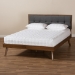 Baxton Studio Alke Mid-Century Modern Dark Grey Fabric Upholstered Walnut Brown Finished Wood King Size Platform Bed - SW8180-Dark Grey/Walnut-M17-King