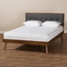 Baxton Studio Alke Mid-Century Modern Dark Grey Fabric Upholstered Walnut Brown Finished Wood Full Size Platform Bed - SW8180-Dark Grey/Walnut-M17-Full