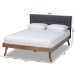 Baxton Studio Alke Mid-Century Modern Dark Grey Fabric Upholstered Walnut Brown Finished Wood King Size Platform Bed - SW8180-Dark Grey/Walnut-M17-King