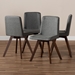 Baxton Studio Pernille Modern Transitional Grey Fabric Upholstered Walnut Finished 4-Piece Wood Dining Chair Set - LW1902-Grey/Walnut-DC