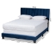 Baxton Studio Clare Glam and Luxe Navy Blue Velvet Fabric Upholstered Full Size Panel Bed with Channel Tufted Headboard - CF8747X-Navy Blue Velvet-Full