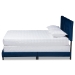 Baxton Studio Clare Glam and Luxe Navy Blue Velvet Fabric Upholstered Full Size Panel Bed with Channel Tufted Headboard - CF8747X-Navy Blue Velvet-Full