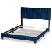 Baxton Studio Clare Glam and Luxe Navy Blue Velvet Fabric Upholstered Full Size Panel Bed with Channel Tufted Headboard - CF8747X-Navy Blue Velvet-Full