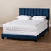 Baxton Studio Clare Glam and Luxe Navy Blue Velvet Fabric Upholstered Full Size Panel Bed with Channel Tufted Headboard - CF8747X-Navy Blue Velvet-Full