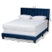 Baxton Studio Clare Glam and Luxe Navy Blue Velvet Fabric Upholstered Full Size Panel Bed with Channel Tufted Headboard - CF8747X-Navy Blue Velvet-Full