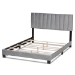 Baxton Studio Clare Glam and Luxe Grey Velvet Fabric Upholstered Full Size Panel Bed with Channel Tufted Headboard - CF8747X-Grey Velvet-Full