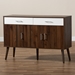 Baxton Studio Leena Mid-Century Modern Two-Tone White and Walnut Brown Finished Wood 2-Drawer Sideboard Buffet - CA 5712-00-Columbia/White-Sideboard
