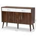 Baxton Studio Leena Mid-Century Modern Two-Tone White and Walnut Brown Finished Wood 2-Drawer Sideboard Buffet - CA 5712-00-Columbia/White-Sideboard