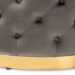 Baxton Studio Sasha Glam and Luxe Grey Velvet Fabric Upholstered Gold Finished Round Cocktail Ottoman - TSF-6689-Grey/Gold-Otto