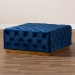 Baxton Studio Verene Glam and Luxe Royal Blue Velvet Fabric Upholstered Gold Finished Square Cocktail Ottoman - TSF-6690-Royal Blue/Gold-Otto