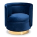 Baxton Studio Saffi Glam and Luxe Royal Blue Velvet Fabric Upholstered Gold Finished Swivel Accent Chair - TSF-6653-Royal Blue/Gold-CC