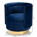Baxton Studio Saffi Glam and Luxe Royal Blue Velvet Fabric Upholstered Gold Finished Swivel Accent Chair - TSF-6653-Royal Blue/Gold-CC