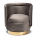 Baxton Studio Saffi Glam and Luxe Grey Velvet Fabric Upholstered Gold Finished Swivel Accent Chair - TSF-6653-Grey/Gold-CC
