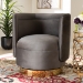 Baxton Studio Saffi Glam and Luxe Grey Velvet Fabric Upholstered Gold Finished Swivel Accent Chair - TSF-6653-Grey/Gold-CC