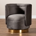 Baxton Studio Saffi Glam and Luxe Grey Velvet Fabric Upholstered Gold Finished Swivel Accent Chair - TSF-6653-Grey/Gold-CC