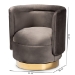 Baxton Studio Saffi Glam and Luxe Grey Velvet Fabric Upholstered Gold Finished Swivel Accent Chair - TSF-6653-Grey/Gold-CC