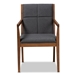 Baxton Studio Theresa Mid-Century Modern Dark Grey Fabric Upholstered and Walnut Brown Finished Wood Living Room Accent Chair (Set of 2) - BBT5390-Dark Grey/Walnut-CC