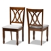 Baxton Studio Augustine Modern and Contemporary Grey Fabric Upholstered and Walnut Brown Finished Wood 2-Piece Dining Chair Set Set