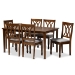 Baxton Studio Augustine Modern and Contemporary Grey Fabric Upholstered and Walnut Brown Finished Wood 7-Piece Dining Set