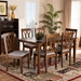 Baxton Studio Augustine Modern and Contemporary Grey Fabric Upholstered and Walnut Brown Finished Wood 7-Piece Dining Set - RH316C-Grey/Walnut-7PC Dining Set