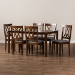 Baxton Studio Augustine Modern and Contemporary Grey Fabric Upholstered and Walnut Brown Finished Wood 7-Piece Dining Set - RH316C-Grey/Walnut-7PC Dining Set