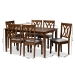 Baxton Studio Augustine Modern and Contemporary Grey Fabric Upholstered and Walnut Brown Finished Wood 7-Piece Dining Set - RH316C-Grey/Walnut-7PC Dining Set
